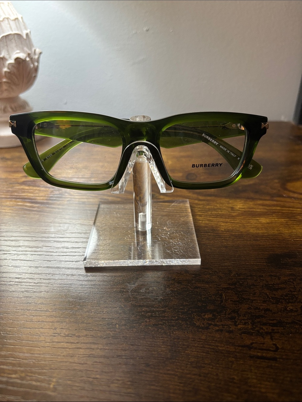 Burberry Green Rectangular Acetate Sunglasses